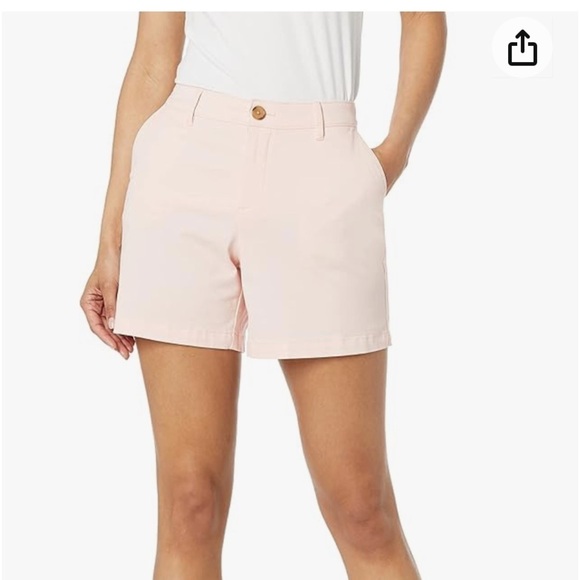 NWT Amazon Essentials Women's Mid-Rise 5 Inch Inseam dusty pink shorts - Picture 2 of 4